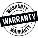 A stamp to assure customers that 256-ROOFERS always warranties roof repairs and replacements.