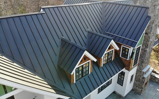 green steel metal standing seam roof